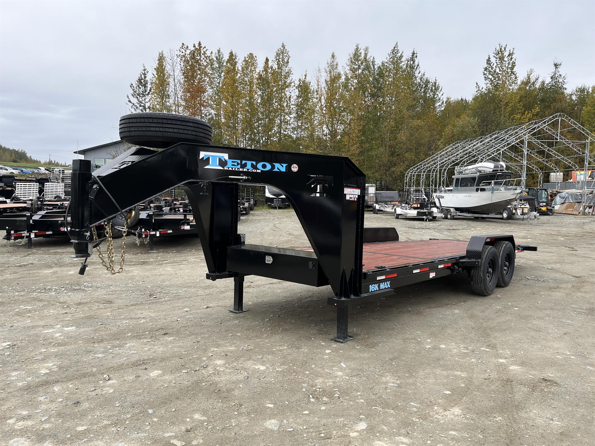 2025 Teton Trailers 7X22 16K GOOSENECK TILT (Black)