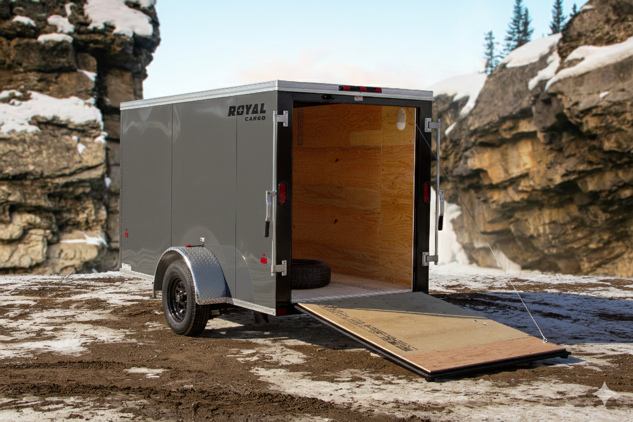 2026 Royal Cargo Trailers 5×10 3K Enclosed – LCHS29-510F-64 RAMP – TBD-CHR-ARSD (Charcoal)