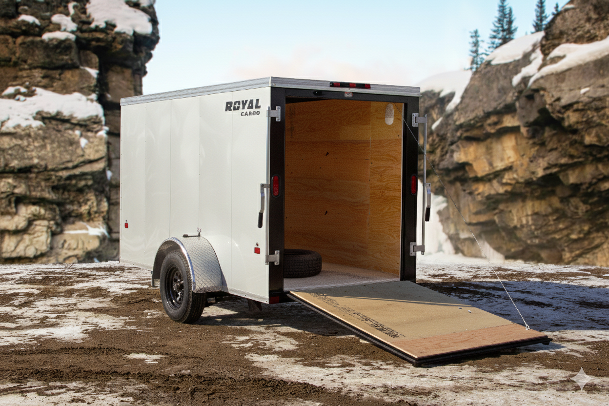 2026 Royal Cargo Trailers 5×10 3K Enclosed – LCHS29-510F-64 RAMP – TBD-SLV-ARSD (Silver)